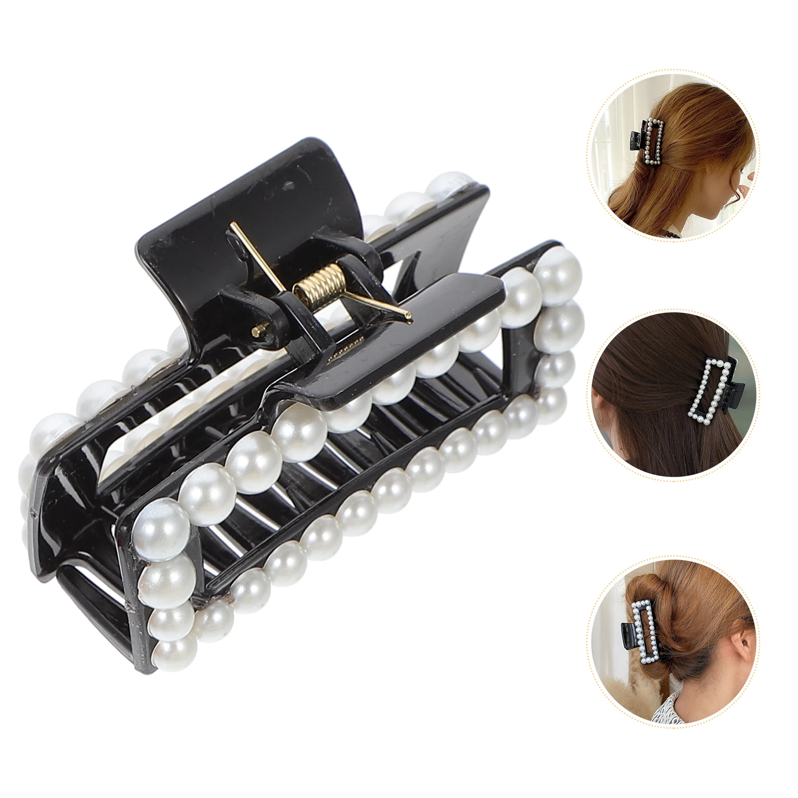 

Shark Hair Clip Elegant Clips for Thin Clear Medium Gift Family and Friends Rhinestone Barrette Claw Pearl Hairpins Decoration