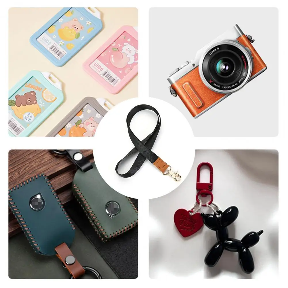 Cordón de cuello largo multiusos para hombre y mujer, soporte de insignia de identificación resistente al desgaste con cierre de langosta para tarjeta de llave de coche