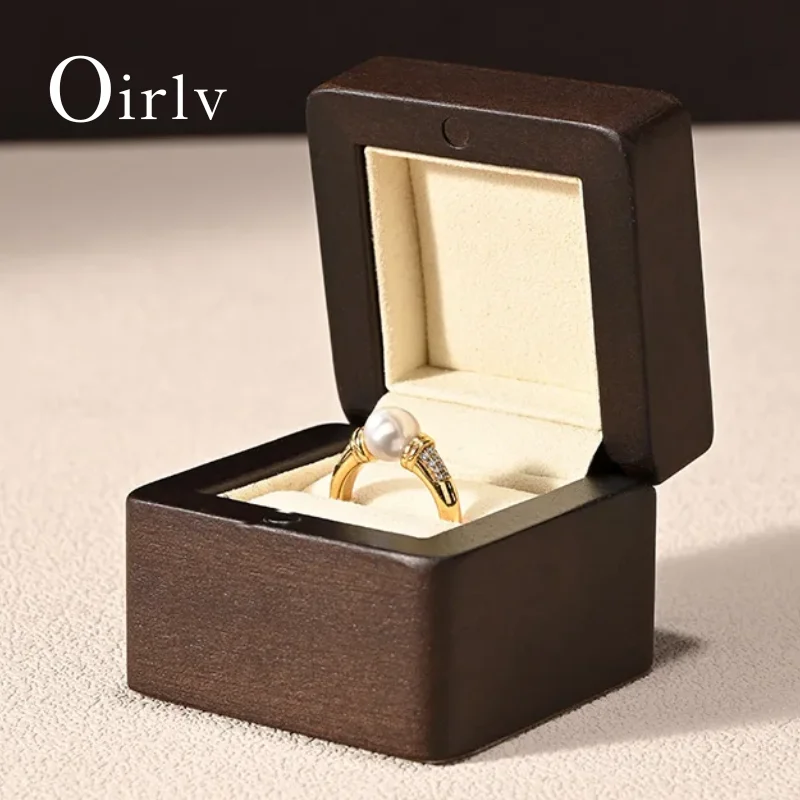 Oirlv – boîte à bagues en bois, boîte à bijoux de haute qualité, doublure en velours, organisateur de bijoux, rangement de bagues pour bijoutier ou boîte cadeau, vitrines