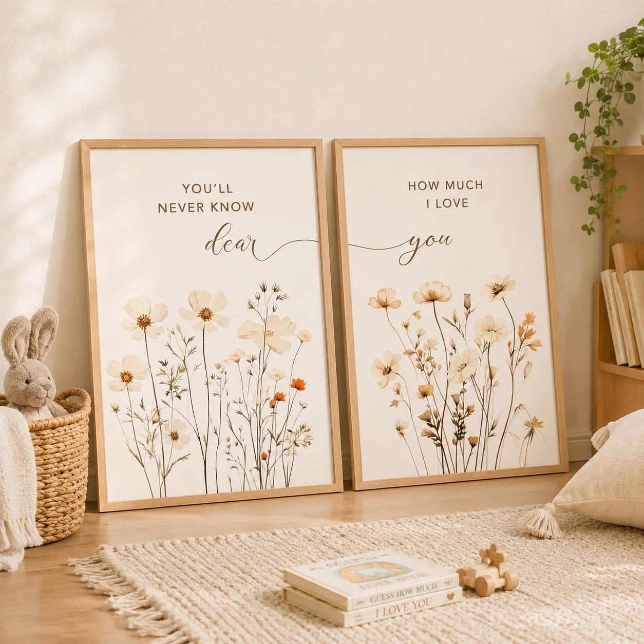 Bible Verse Love Quote Wall Art, Nordic Flower Canvas Painting | Minimalist Poster for Living Room Couples Bedroom Decor