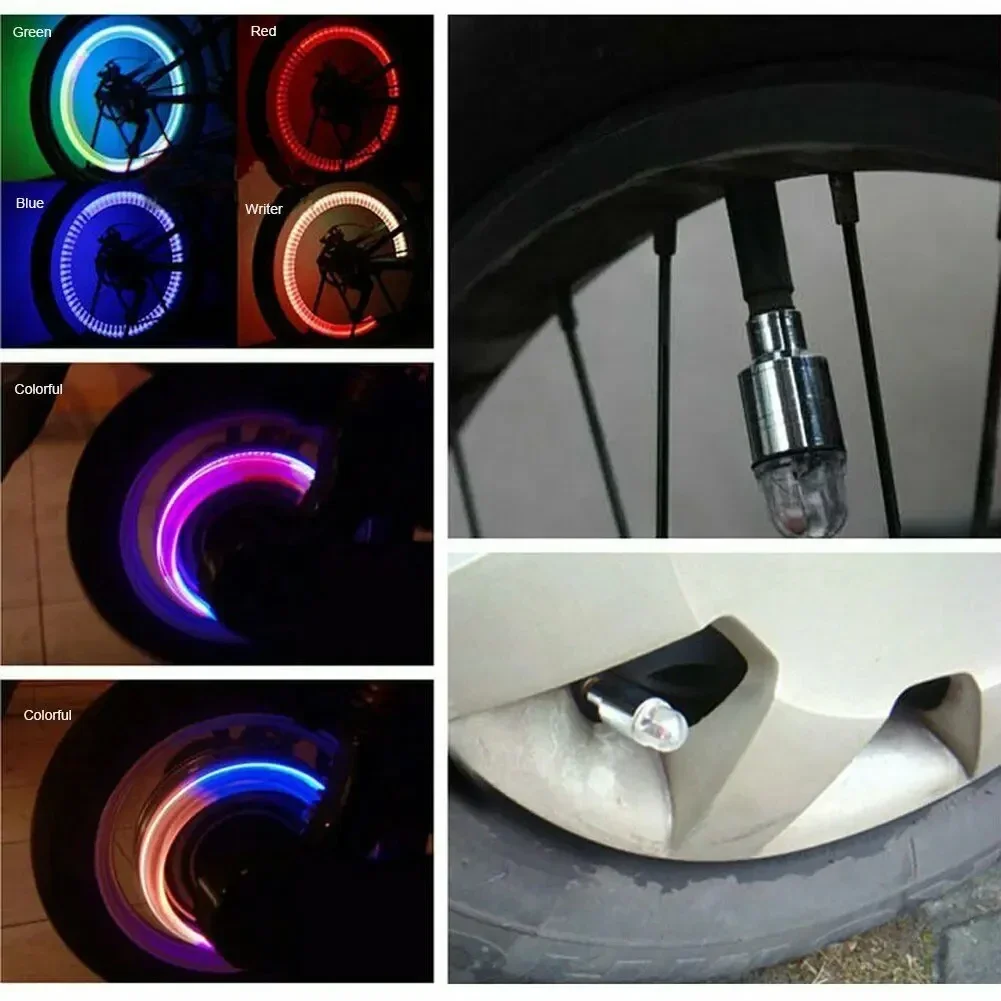 

2Pcs Car Bike Wheel Valve Light Flash LED Bike Light With Battery Outdoor Night Light Cool 4 Colors Mini Hot Selling