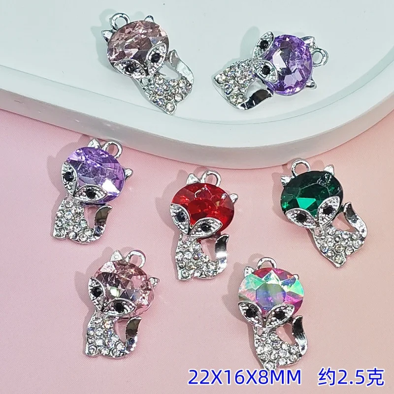 20pc set Colorful Alloy Fox Pendant Korean StyleDIYHandwoven Hair Accessories Necklace