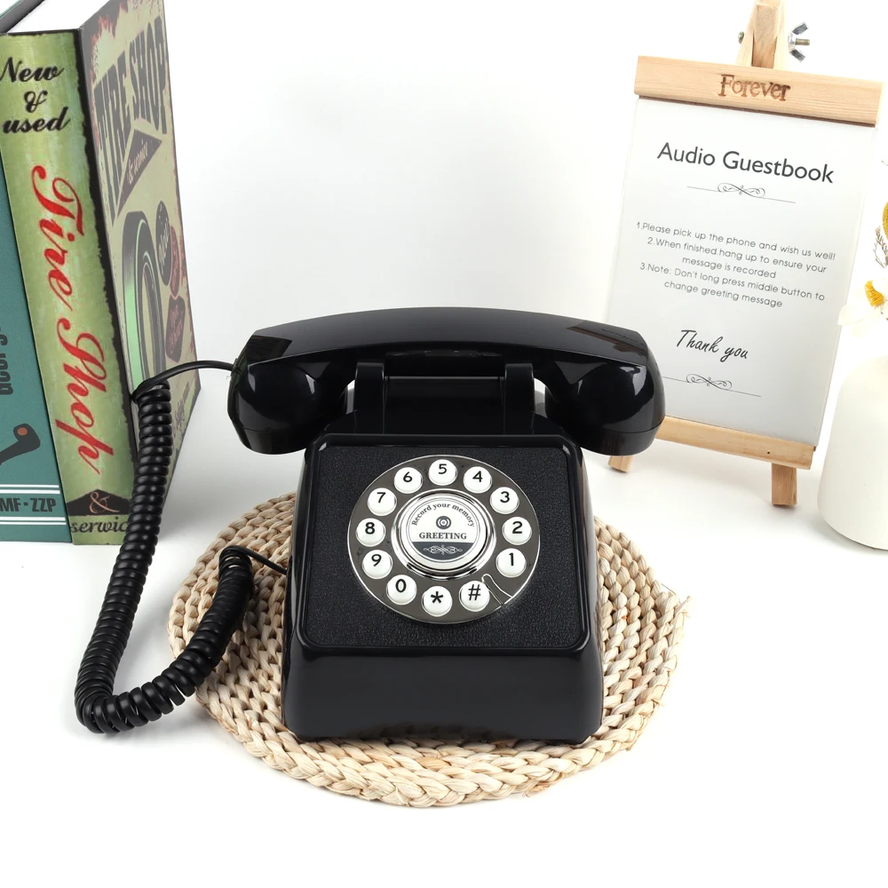 Recording Phone Wedding Recording Guestbook Retro Wedding Phone Guest Blessings Voicemail Black