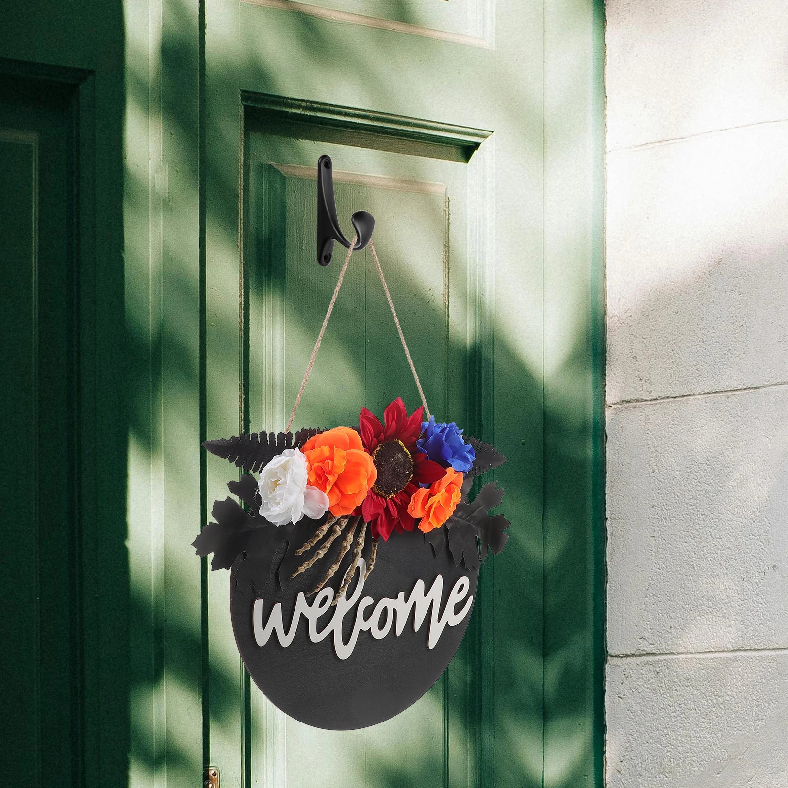 

Welcome Hand Halloween Door Decoration Wood Hanging Ornament for Front Door Home Patio Decor 3D Skull