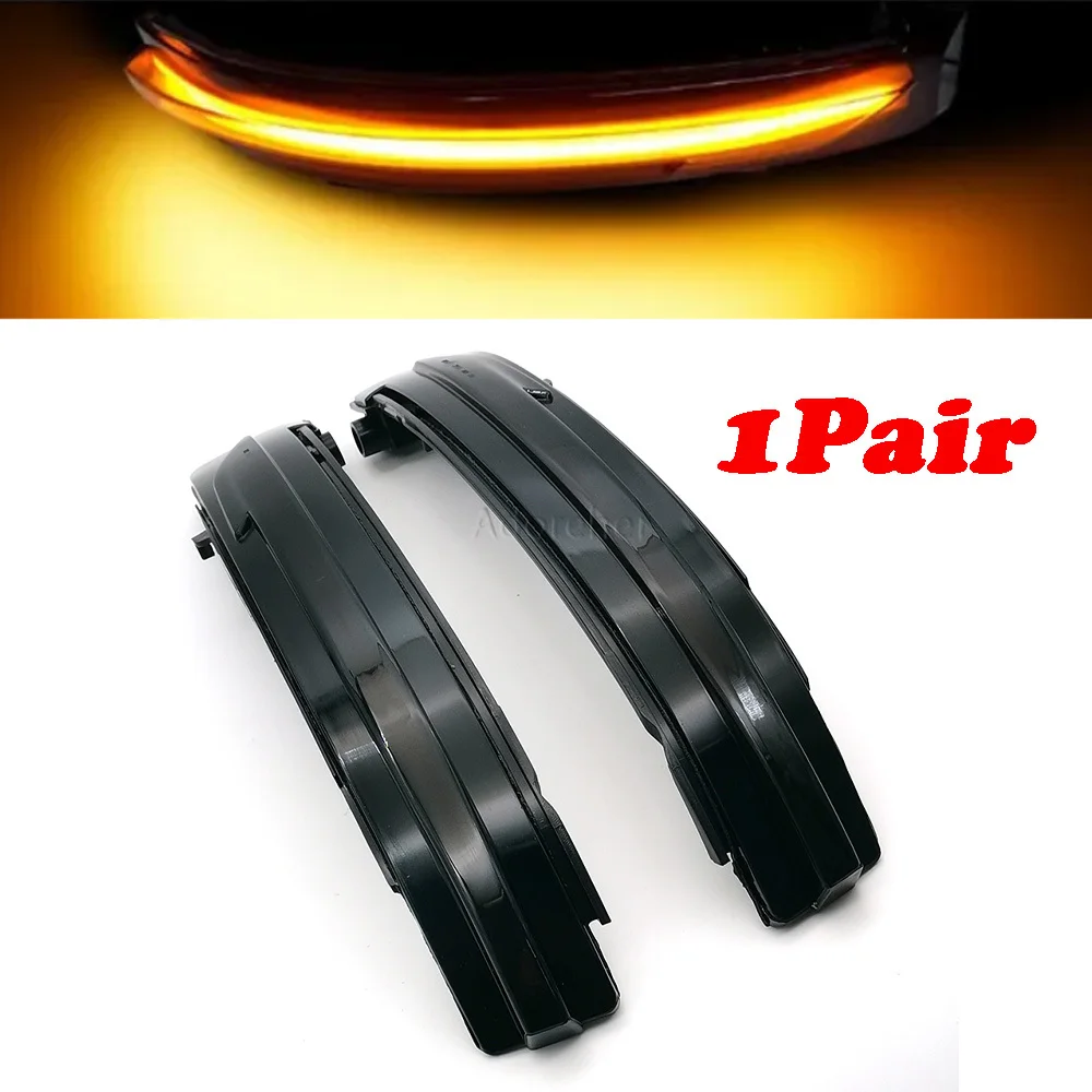 1Pair Fit for Nissan Qashqai Car Blackened Yellow LED Dynamic Turn Signal Side Mirror Indicator Light Car Accessories