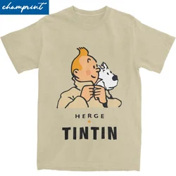 Novelty Herge Tin Teen Tshirts Men's Cotton Short Sleeve Crewneck Summer Top Tee