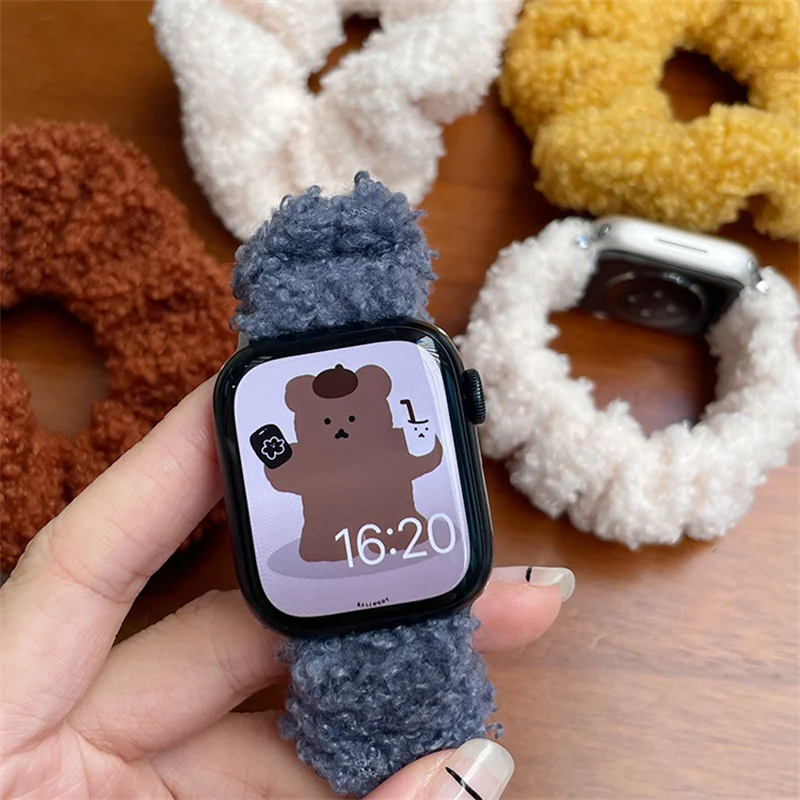 Scrunchie Strap For Apple Watch Band 41mm 45mm 44mm 38mm 42mm Elastic Nylon Bracelet Solo Loop Band For IWatch Series 8 7 6 5 SE