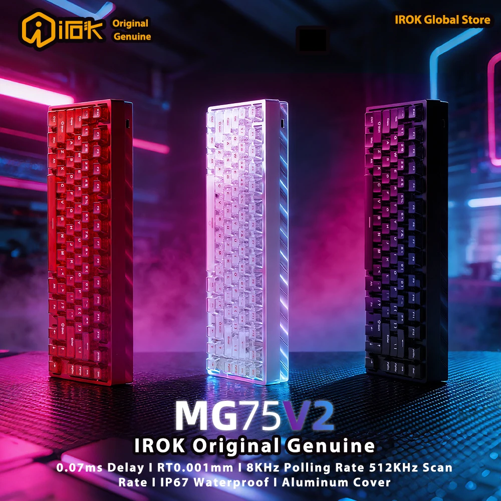 IROK MG75 V2 MG75 Pro MG75V2 MG75 MAX Aluminum Magnetic Gaming Mechanical Keyboard Rapid Trigger 0.07ms 0.001mm Gamer Keyboard