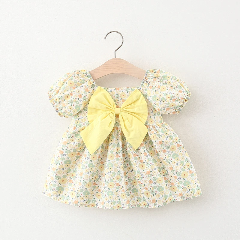 1-3 Years Children's Dress Summer Girls Dress Korean Version Little Floral Princess Dress Sweet Bow Bubble Sleeve A-line Skirt