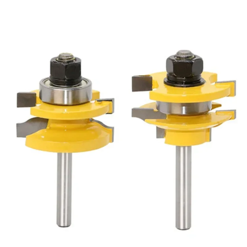 

1/4" 2pcs Small Rail and Stile Router Bit Set Door Window Woodworking Knife Tenon Cutter for Wood Milling Tools