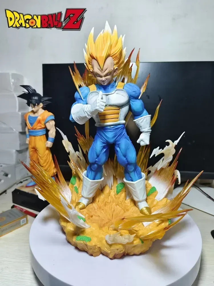 37cm Dragon Ball Cs Vegeta Anime Figures Gk Goku Demonize Super Saiyan Statues Around Anime Scenes Pvc Model Ornament Toy Gifts