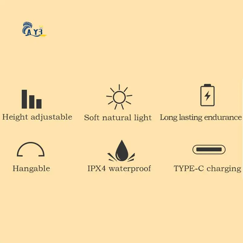 AY03-ضوء التخييم في الهواء الطلق، تلسكوبي 10000Mah مصباح خيمة التخييم القابلة لإعادة الشحن للخارجية، ضوء العمل، الطوارئ، إصلاح السيارات