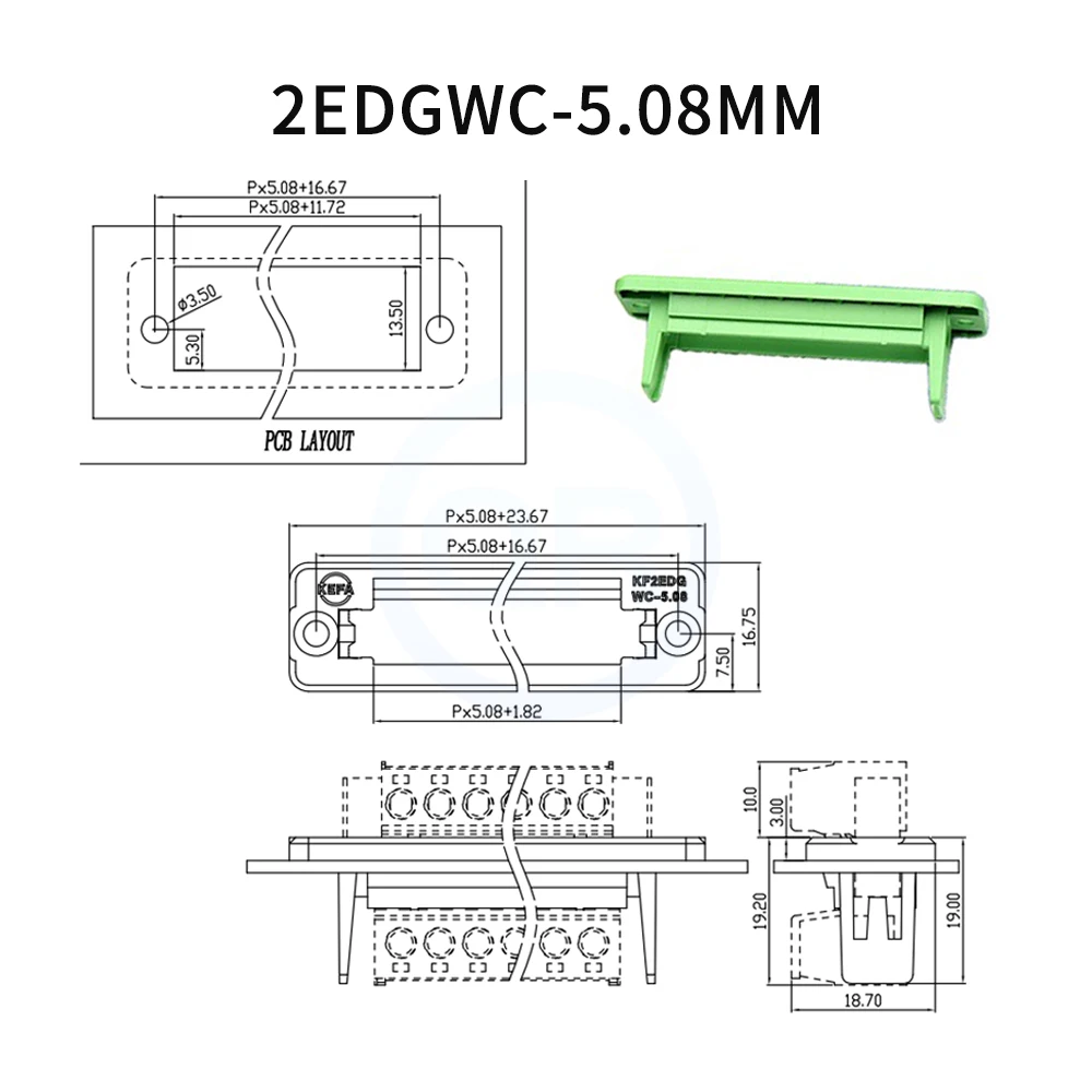 (5 Set) KF 2EDGRKP + 2EDGWC + 2EDGKM 5.08mm Bulkhead Solderless Butt Plug-In Terminal with Flange JM 15EDGWC 5.08 Complete Set
