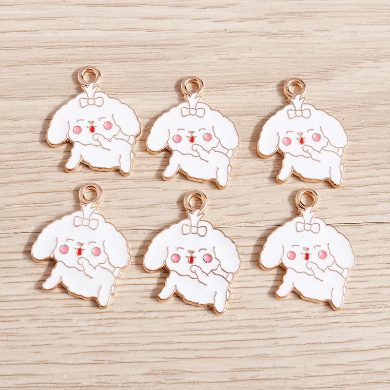 10pcs 19x23mm Cartoon Puppy Charms Enamel Animal Dog Charms Pendants for Jewelry Making Necklaces Earrings DIY Crafts Supplies