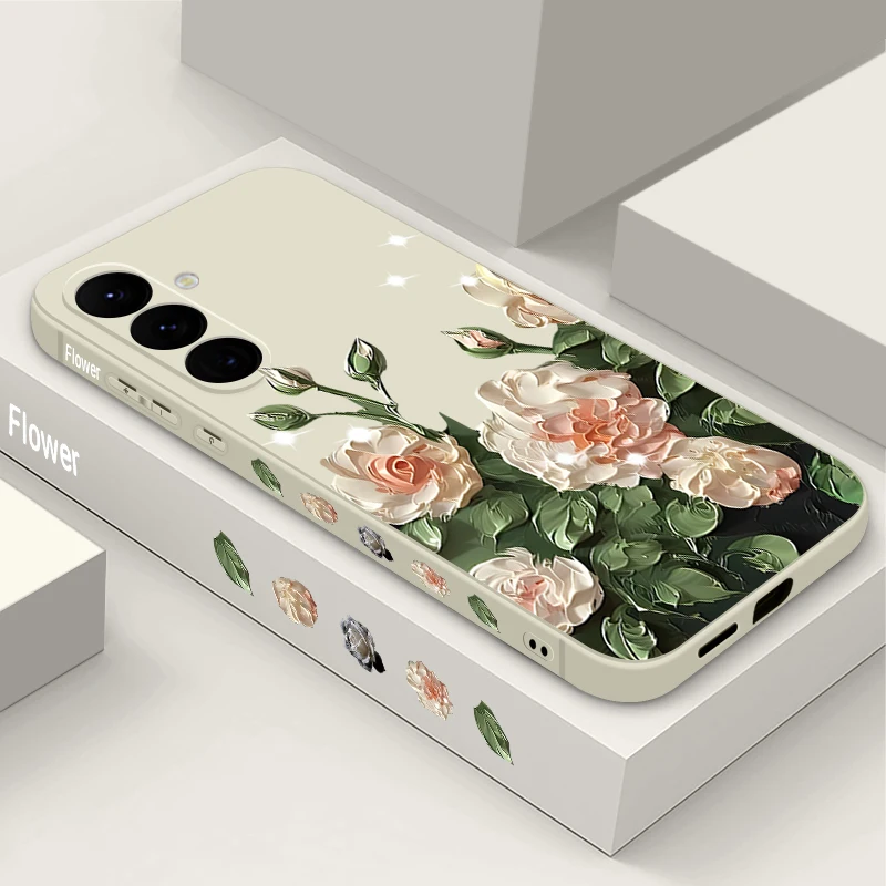 Oil Painting Flower Phone Case For Samsung Galaxy A56 A17 A16 A36 A55 A54 A15 5G S25 S24 S22 S23 Ultra S23 Plus S24 FE TPU Cover