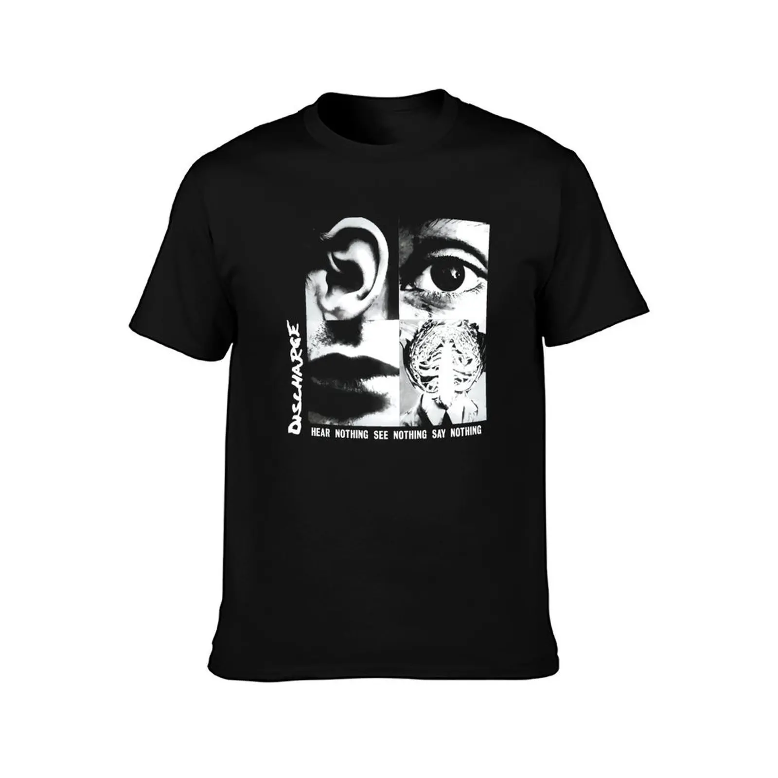Discharge Band T-Shirt, Summer Casual Cotton Tee, Oversized Streetwear Tops, Vintage Graphic Print, Loose Fit Short Sleeve