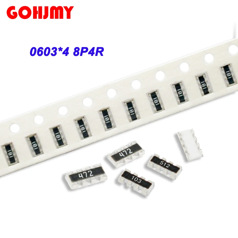100 Stück 0603*4 8P4R 2*4P Netzwerkwiderstand SMD-Array 0 ~ 1M 1 10 22 47 100 220 330 470 1K 2,2K 4,7K 10K 22K 47K 100K 220K 470K Ohm