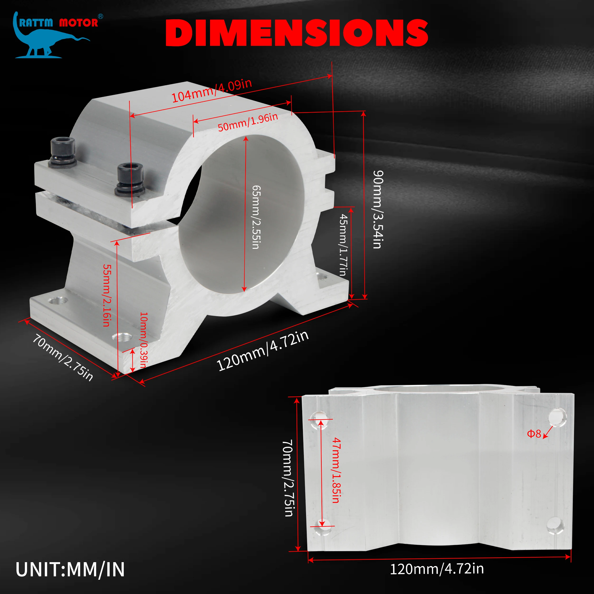Picture 7: Aluminum profile bracket 65mm Spindle Mount Clamp Fixture Support CNC Accessories Suitable for 6040 Router