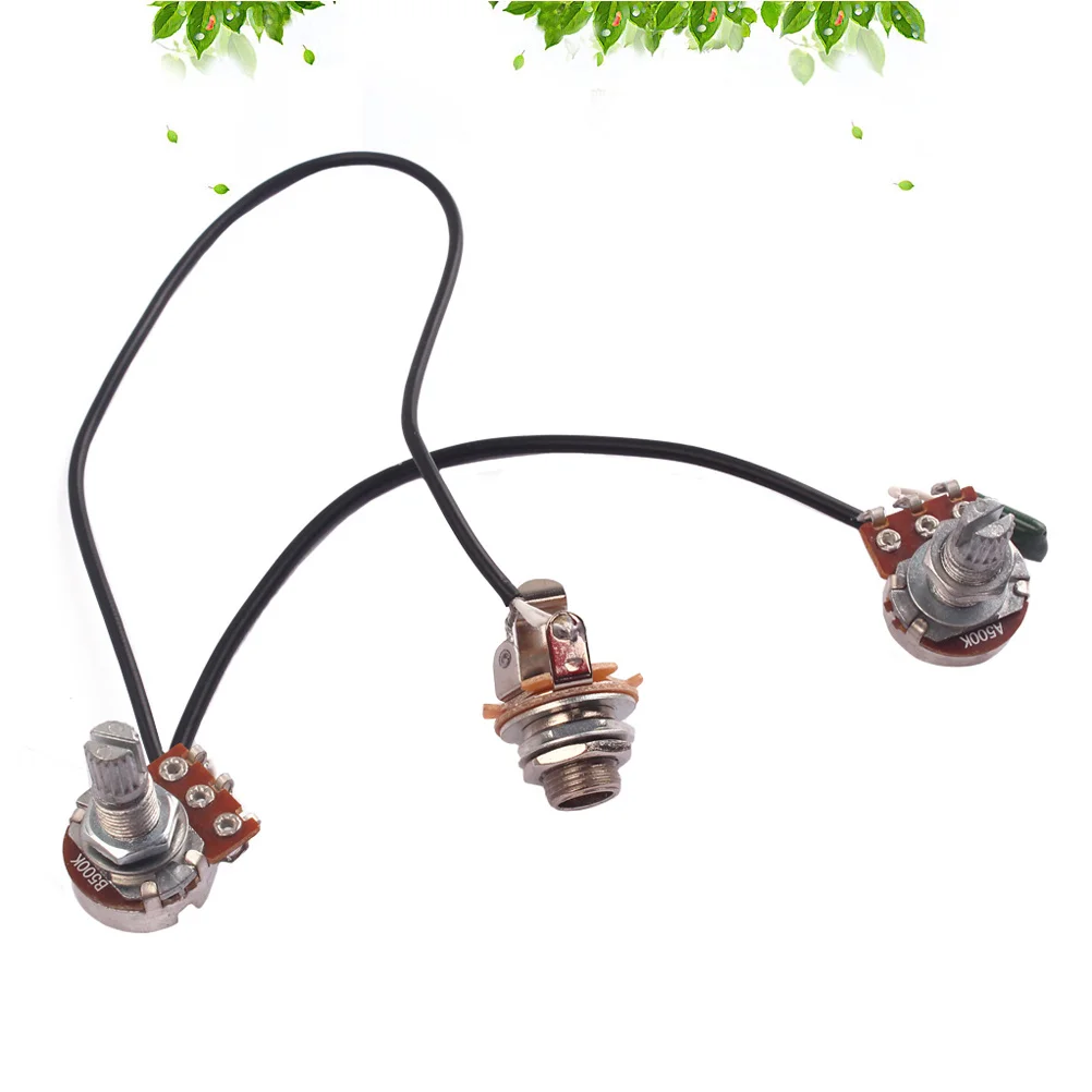 

3pcs A250K B500K Potentiometer Electric Guitar Pre-Wired Harness Audio Taper Volume Tone Control Splined Shaft For Bass Upgrade