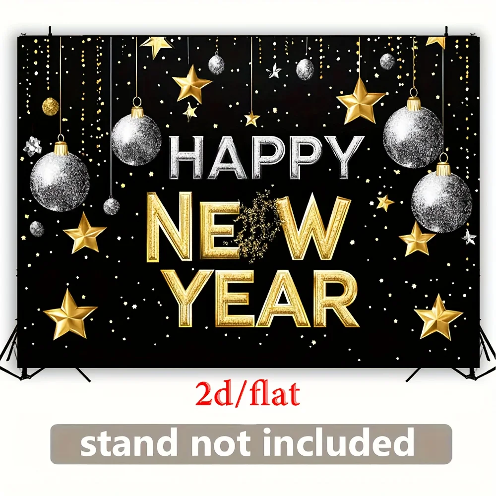 قطعة واحدة من لافتة حفلات رأس السنة الجديدة السعيدة مع زخرفة لامعة - مناسبة لحفلات الزفاف وأعياد الميلاد وعيد الأب