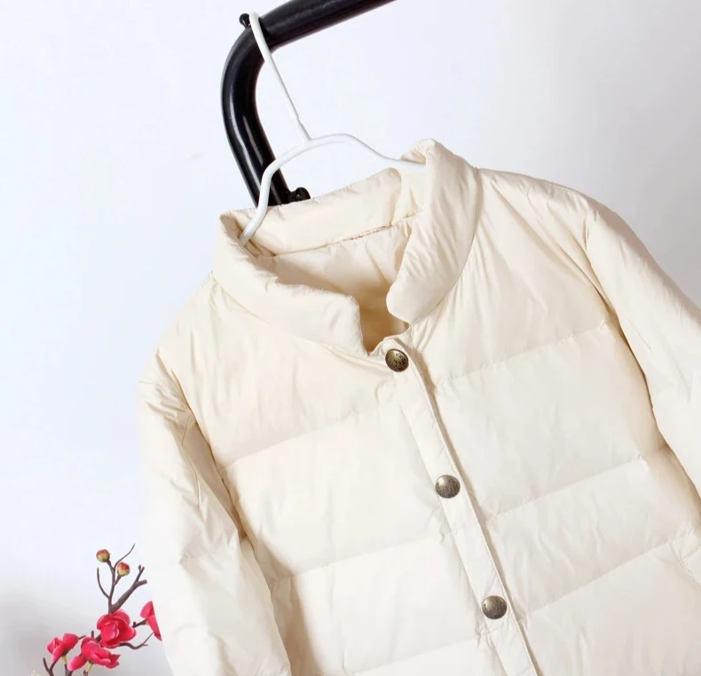 المرأة الأبيض بطة أسفل سترة البيسبول معطف عارضة الخريف الشتاء أبلى قصيرة للأزياء النسائية #2