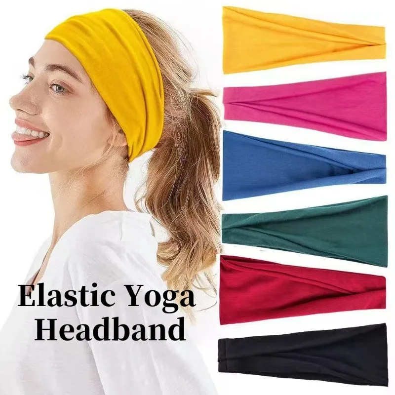 

Fluorescent Sport Headband Yoga Sweat-absorhing Hairband Wide Elastic Headband