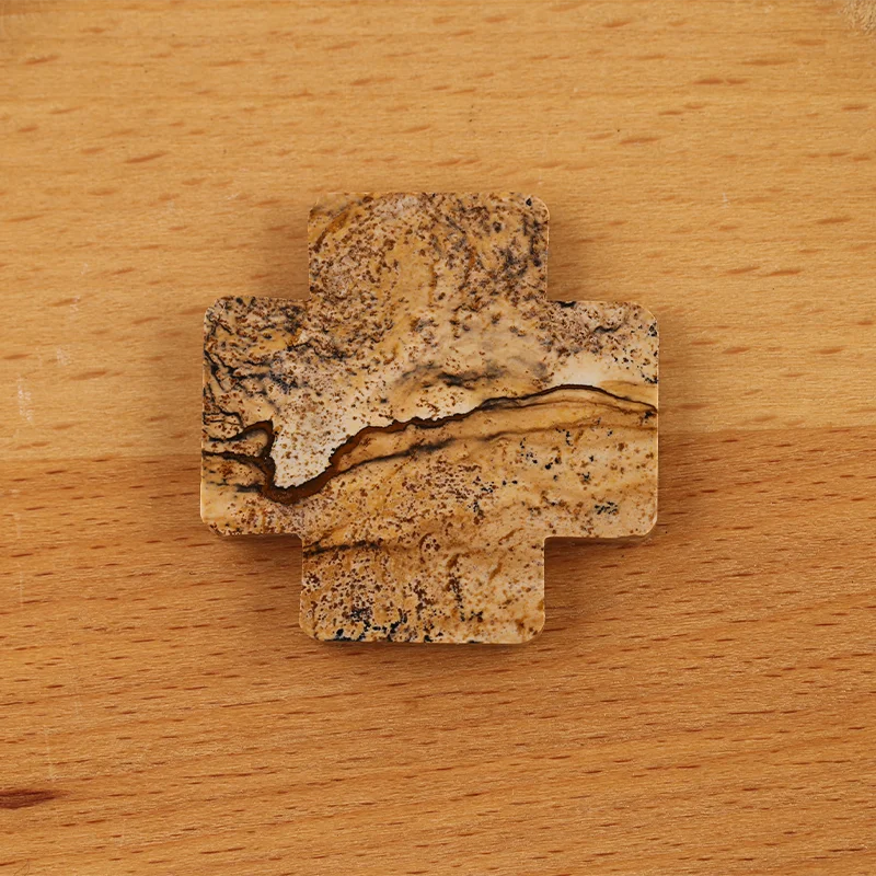 Natural Stone Picture Jasper Cross Carved Pendant for Necklace,Jewerly accessories for Jewelry Making