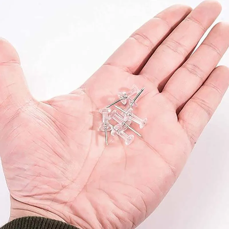 50/100 Stück Reißzwecken, transparente Reißzwecken mit Kunststoffbox, für Zuhause, Büro, Schule, Bastelprojekte, Korktafel, Fotowand, Bulletin – Detail 8