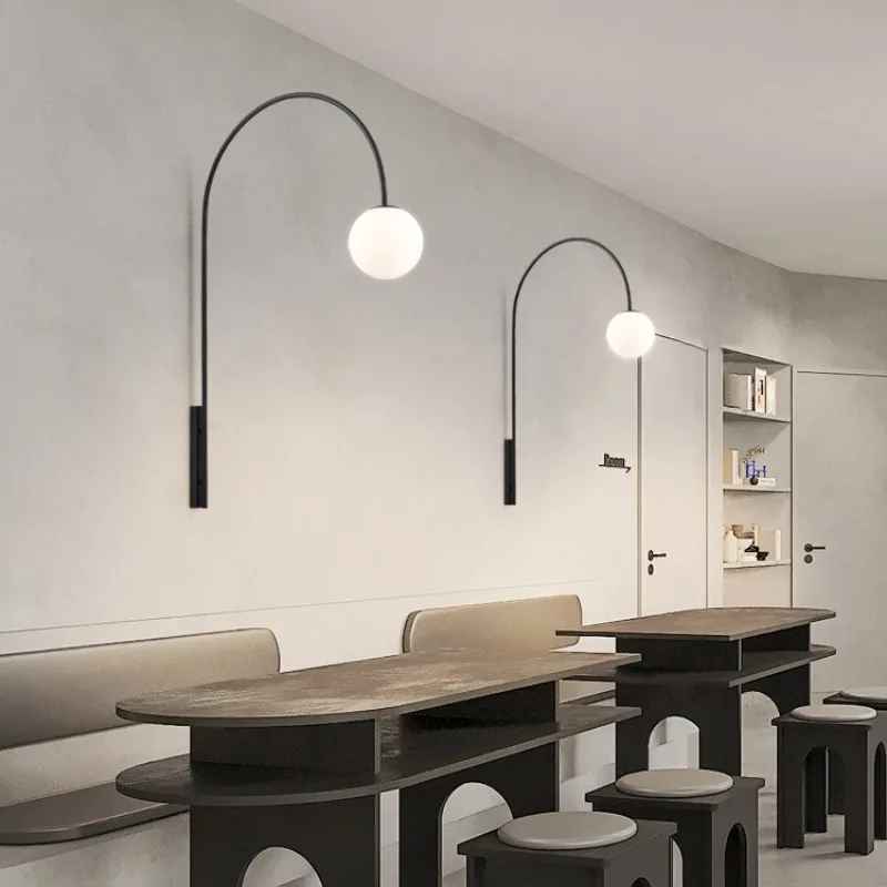 Fishing glass wall lamp Nordic creative background wall lamp project decoration dining room living room long pole wall lamp