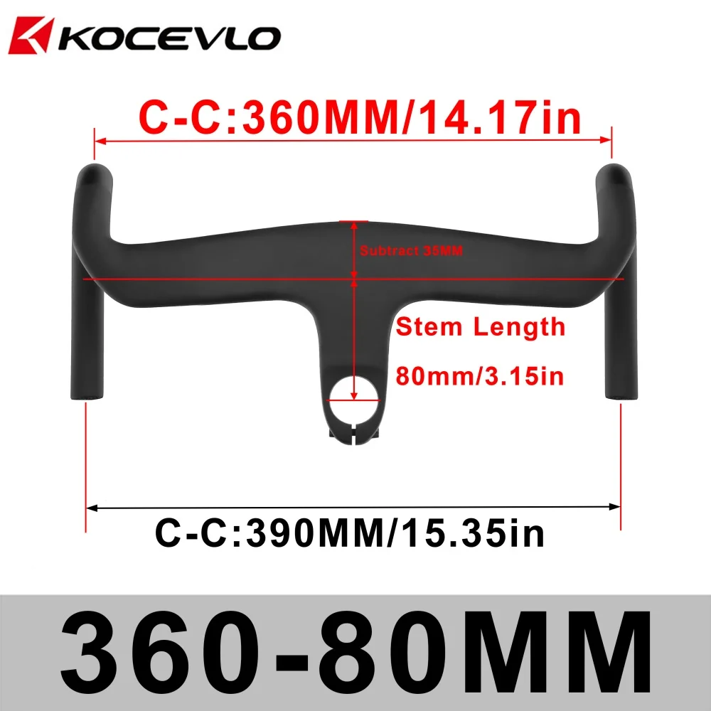 KOCEVLO Road AERO Carbon Integrierter Lenker für 28,6-mm-Gabel mit Abstandshaltern Radfahren Interne Kabel Road Barstem