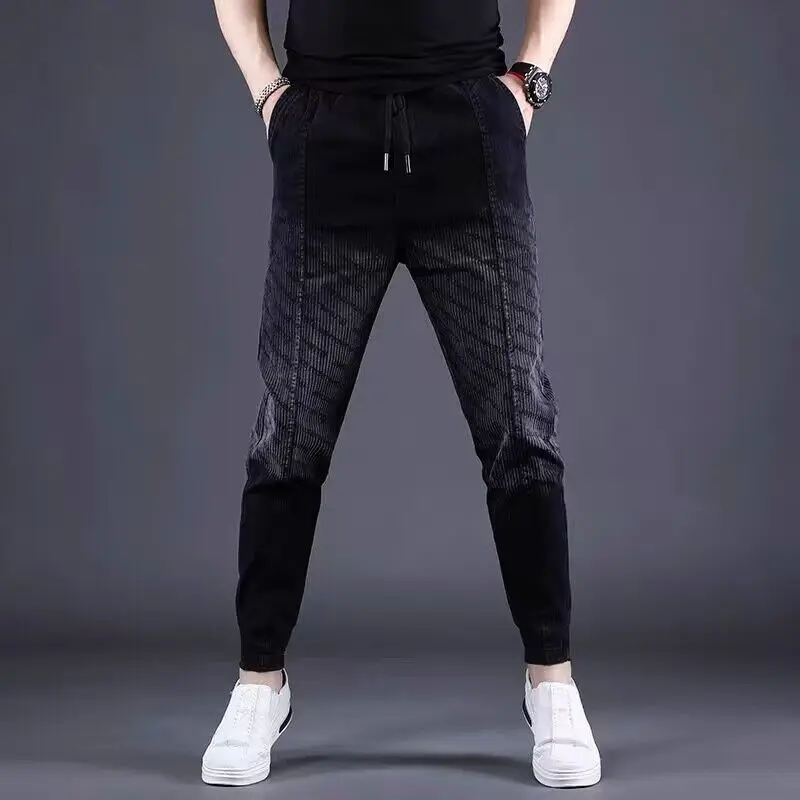 Gradual Change Color 2025 Tied Jeans Men's Summer New Loose Ruffian Handsome Small Feet Pants Trendy Brand Harlan Casual Pants