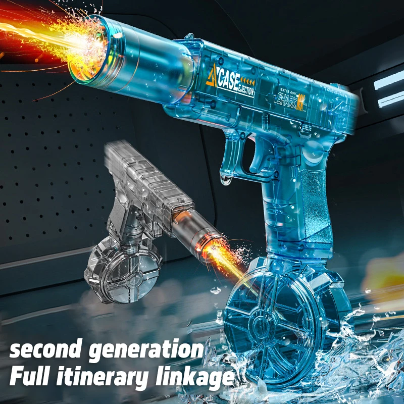 Nieuw knipperend waterpistool voor kinderen, speelgoed met verlichting, elektrisch continu afvuren, gekamerd watergevecht, buitenwaterspel