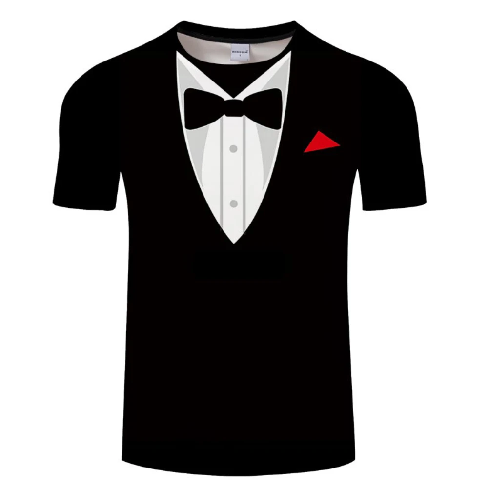 

Bow Tie T Shirt Summer Men's Shirt Tuxedo Retro Tie Suit 3D Printed T-Shirt Casual Short Sleeve Street Funny Hip Hop Fake Suit