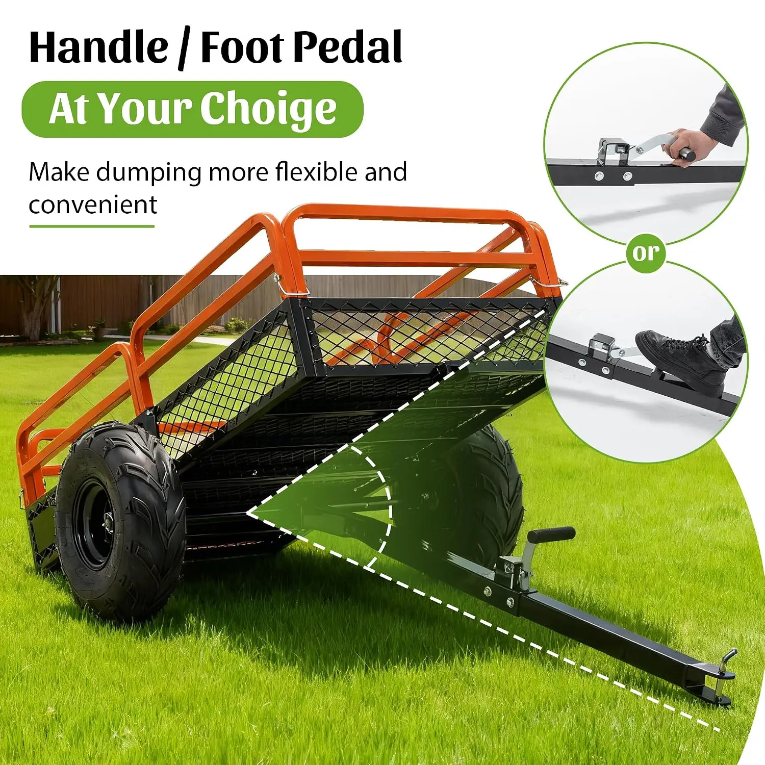 1500 LBS 15 Cu.ft Heavy Duty Tow Behind Dump Cart for ATV UTV Lawn Tractor Garden Yard, Customized