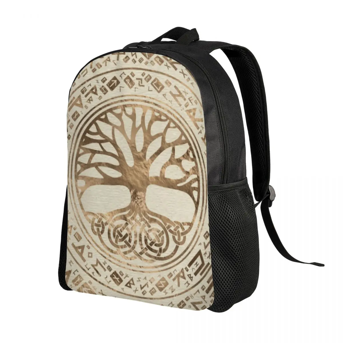 Tree Of Life Yggdrasil Runic Pattern Laptop Backpack Men Women Fashion Bookbag for School College Students Vikings Bags