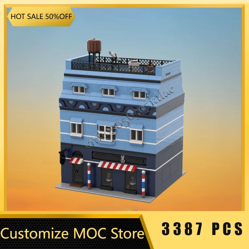 

3387 PCS MOC Creative City Street View Modular Barbershop Model Architecture Building Blocks Diy Kids Assembly Bricks Toys Gifts