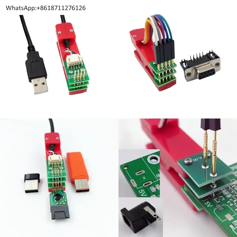 1pcs USB Clip DB9 Debugging COM Serial Port DC005 Power Supply Accessory Pin PCB Circuit Board Module Probe