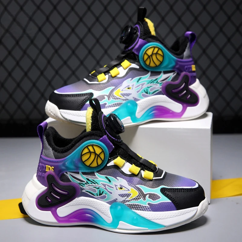 

Детские баскетбольные кроссовки, хлопковая удобная зимняя повседневная спортивная обувь, новые модные кожаные противоскользящие оригинальные детские кроссовки