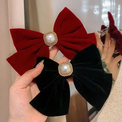 New Fashion Red Series Velvet Big Bow Hairpin For Woman Girls Head Half-Tie Headdress Female Headwear Kid Hair Accessorie