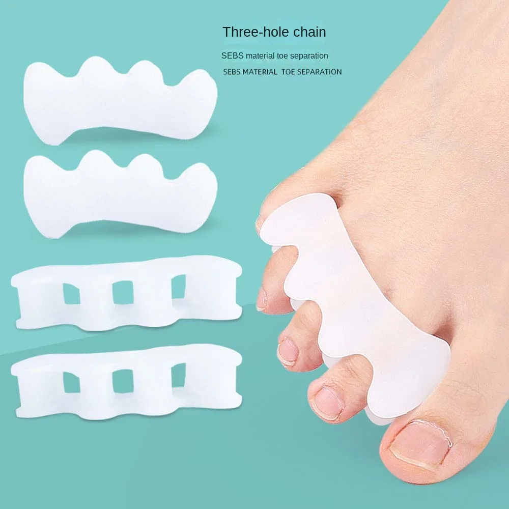 1Pair SEBS Toe Finger Separator 3 Hole Valgus Orthopedic Spacers Bunion Overlapping Hammer Foot Corrector