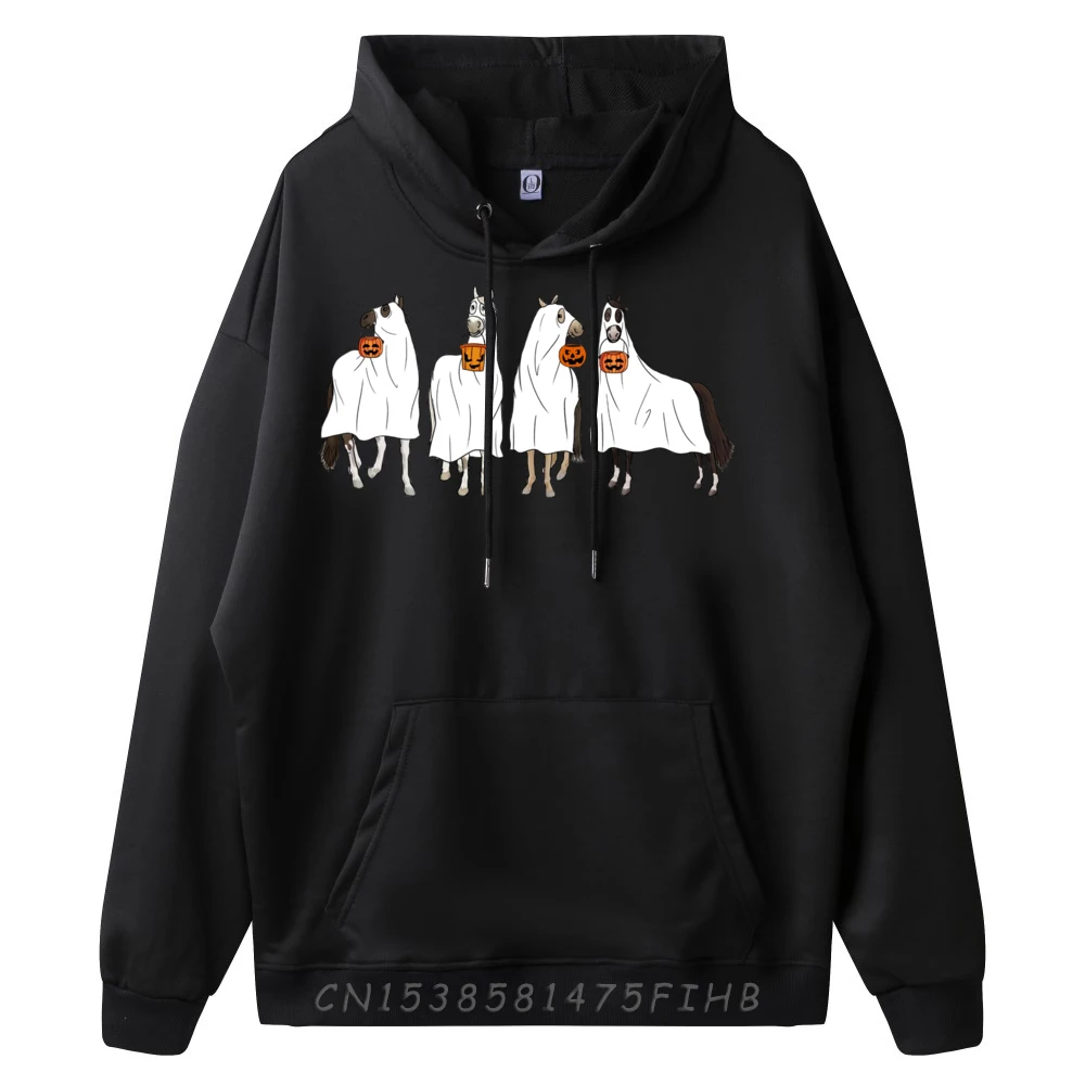 Engraçado halloween cavalo fantasma abóbora rosto fantasma assustador temporada roupas masculinas eco-amigável e saudável hoodies masculino holidays