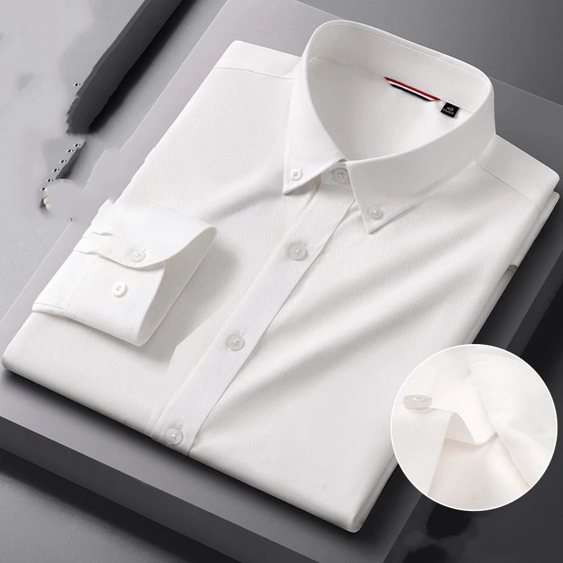 Men Cotton Linen Lyocell Long Sleeve Shirt Business Commute Casual Versatile Button Up Shirts