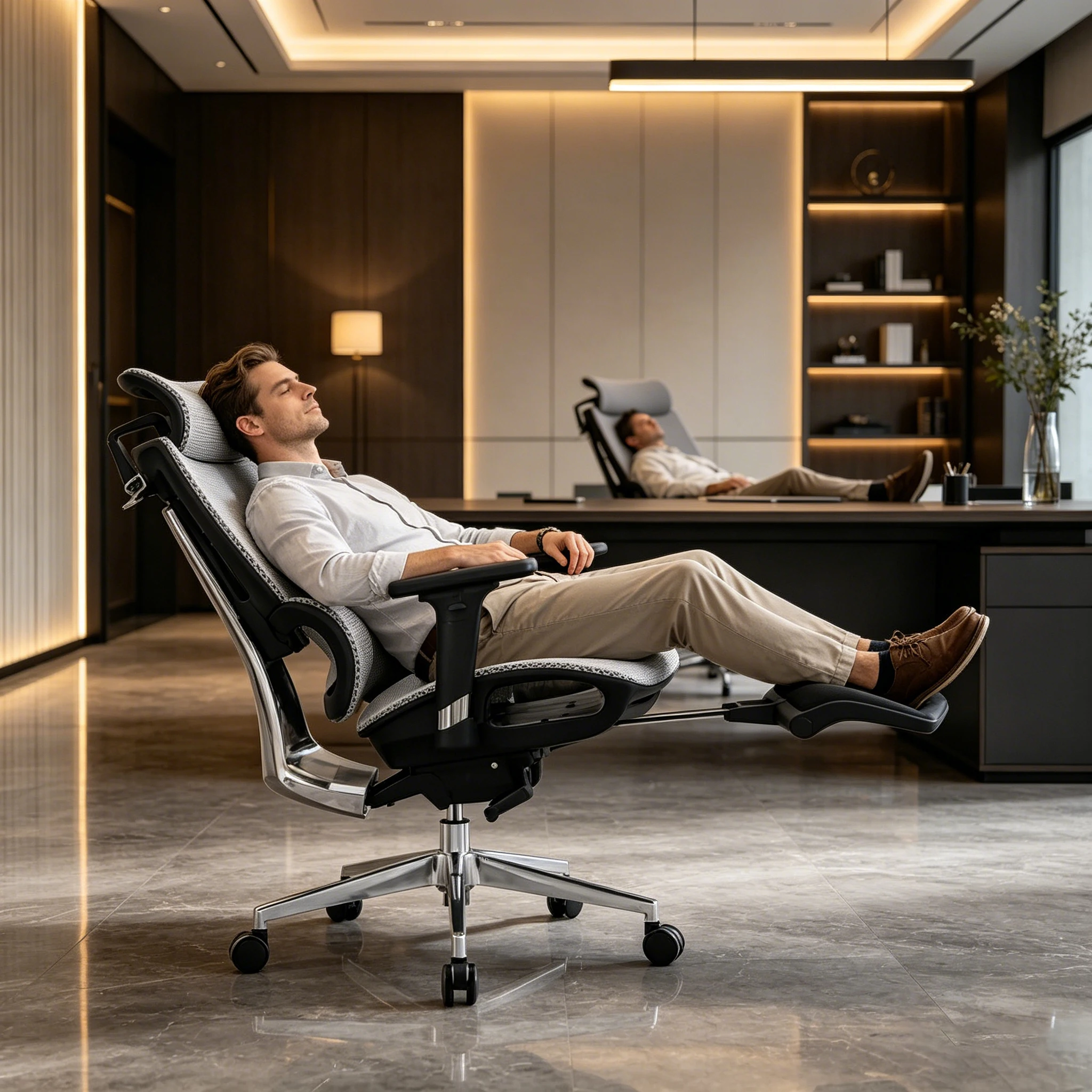 OEM ODM Customized Colors Hot Selling Ergonomic High Back Sleeping Full Mesh Office Chairs With Foot Rest