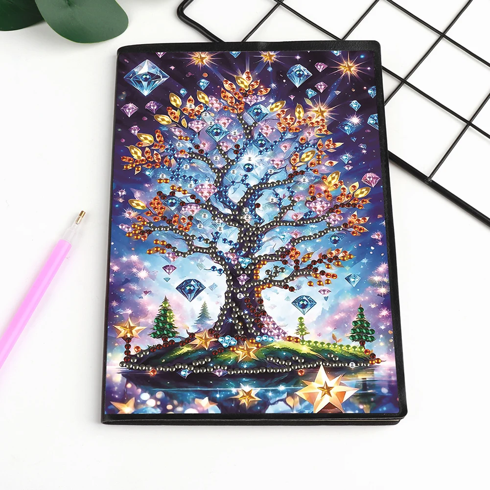 Special Shaped Flower Butterfly No Lines Rhinestone Art Hand Craft Kit 50 Pages Crystal Notepad Sketchbook for Drawing Painting