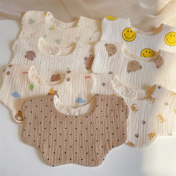 Yaz Bebek Pamuklu Gazlı Bez Su Geçirmez Önlükler Yumuşak Karikatür Bebek Önlüğü Geğirme Bezleri Bandana Eşarp Erkek Kız Besleme Tükürük Havlusu Yeni