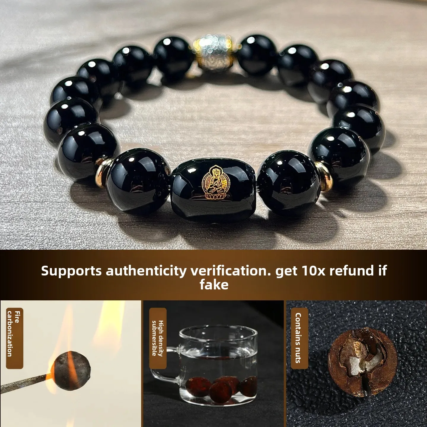 Purple Golden Mouse Bracelet Glaze Large Size Round Beads Zodiac Guardian Double Circle Hand-held Wen Play Buddha Beads Rosary