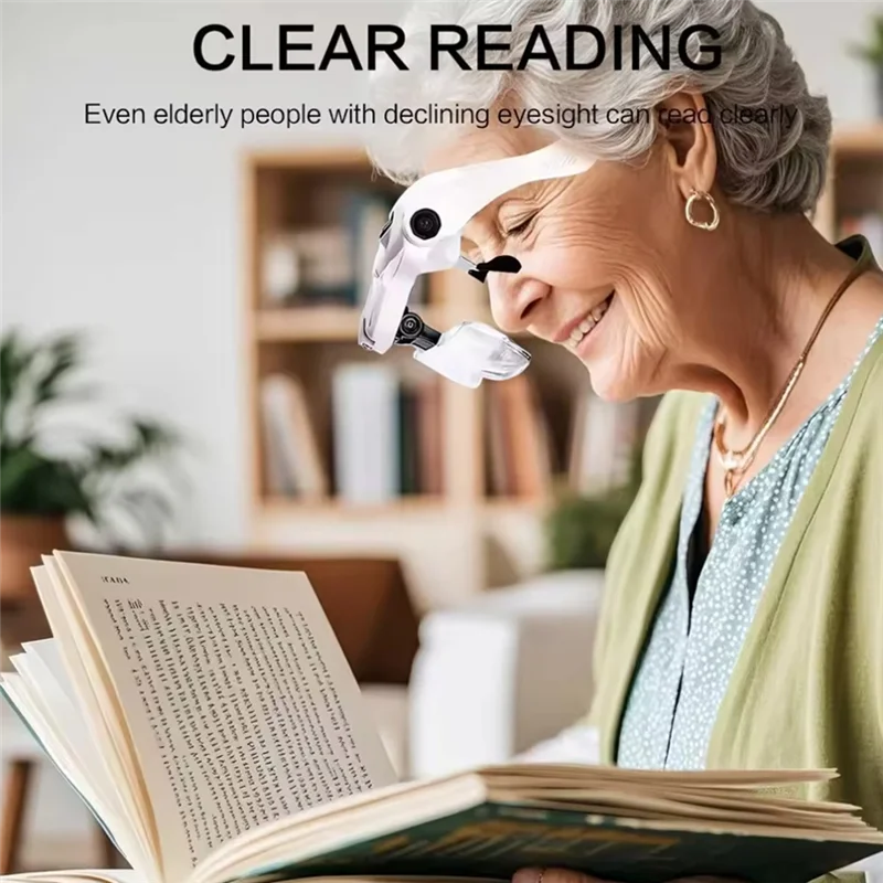 نظارات مكبرة بإضاءة LED من ABNM مع عصابة رأس - عدسة رأس للمجوهرات، وإصلاح أدوات الزجاج البصري