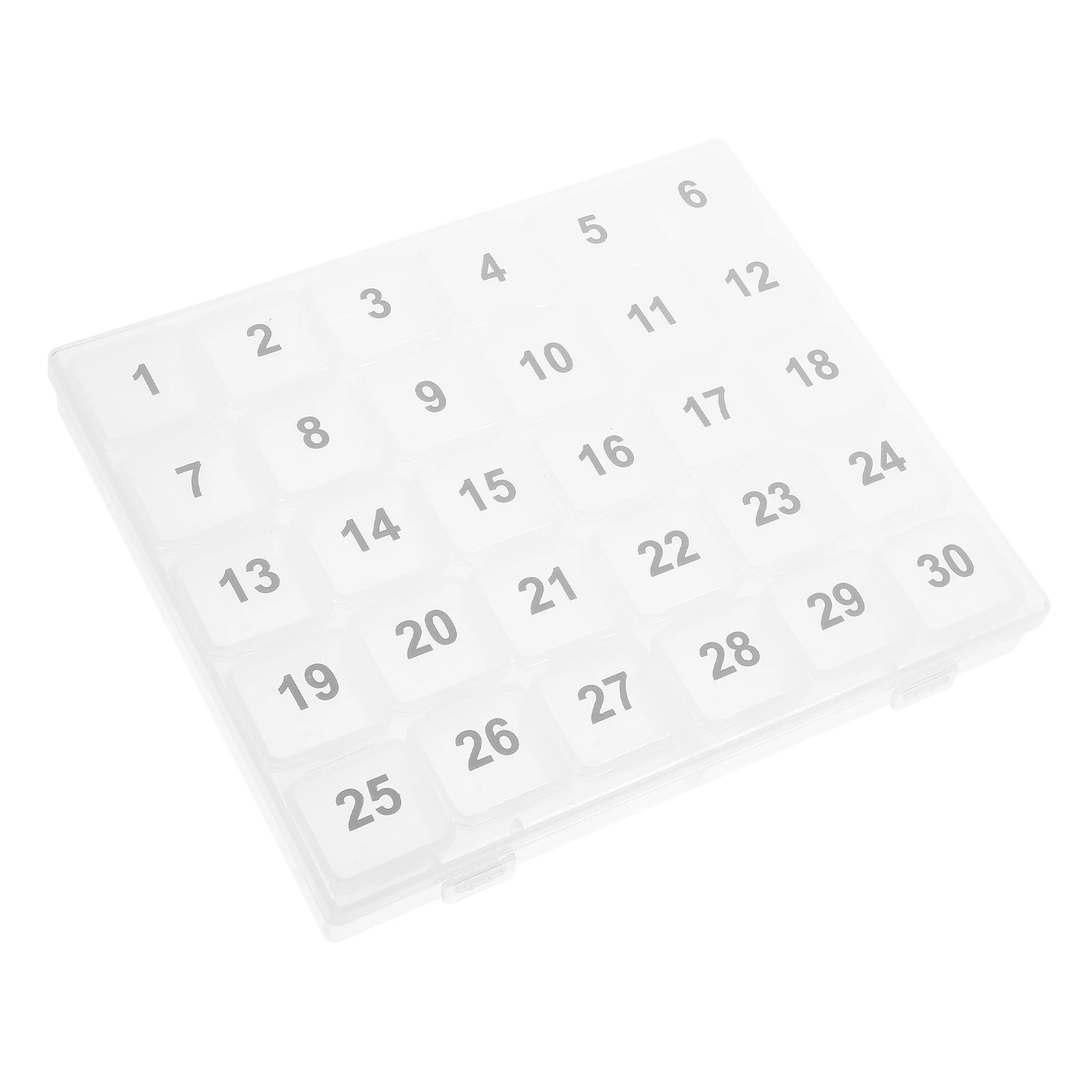 

30 Compartments Pill Box Organizer 3X3cm Transparent PP Monthly Travel Medicine Storage Case Portable Container