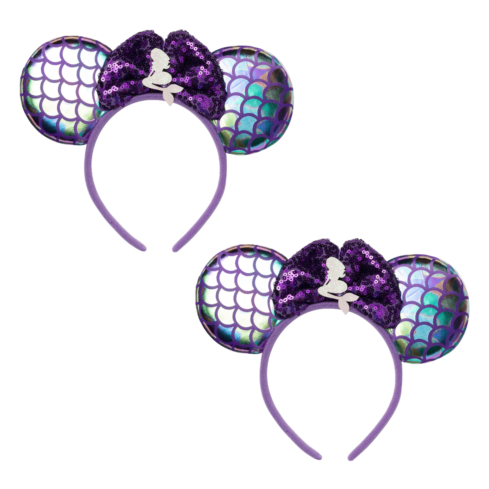 2 Pcs Mouse Ears Headbands,Shiny Bows Mouse Ears Headbands for Birthday Parties, Themed Events, A Perfect Addition to Your Trip