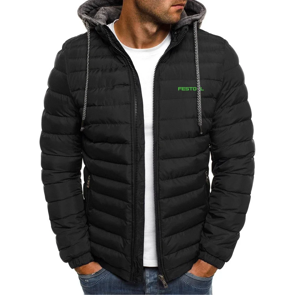 

Festool Tools Print Jacket Men Long Sleeve Outerwear Warm Coats Quilted Padded Thick Parka Slim Fit Windbreaker Harajuku Style
